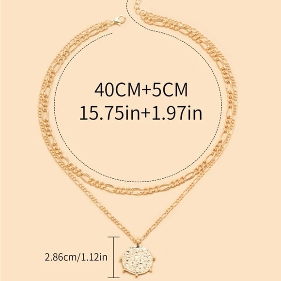 Flat Link Chain and Round Medallion Necklace - Picture 7 of 9